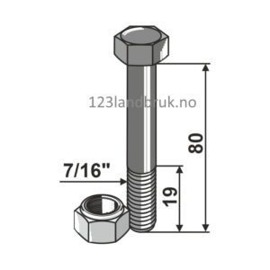 Bolt med Låsemutter - 10.9 - 7/16" UNFx80mm - Agrotec