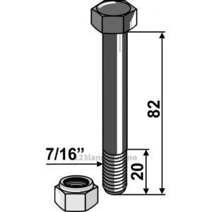 Bolt med Låsemutter - 10.9 - 7/16" UNFx82mm - Mulag, Schmidt, Votex