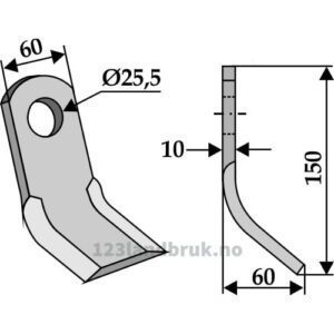 Y-Kniv - 150x60mm - Agrimaster, Calderoni, Gaspardo, Maschio