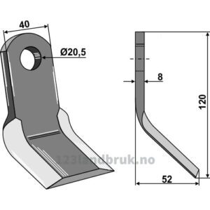 Y-Kniv - 120x40mm - Agrimaster, Agromec, Calderoni