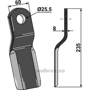 Slagstål - 235x60x8mm - Agrimaster