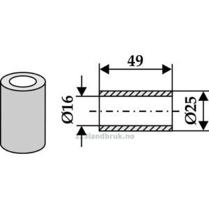 Foring - Ø16xØ25x49mm - Agrimaster, Gaspardo, Maschio