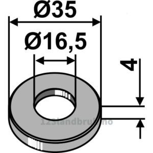 Skive - Ø16,5x4mm - Agrimaster, Bomford, Gaspardo, Maschio