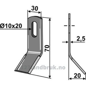 Y-Kniv - 70x30x2,5mm - Agria, Lipco