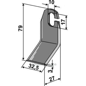 Slåmaskinkniv - 79x32,5x3mm - Amazone