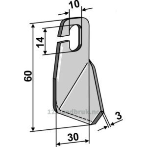 Vingekniv - 60x30x3mm - Venstre - Amazone