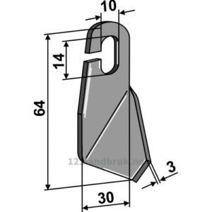 Vingekniv - 64x30x3mm - Venstre - Amazone