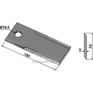 Slåmaskinkniv - 190x70x5mm - AS