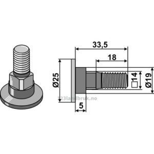Knivbolt - M12x1,75x33,5mm - AS