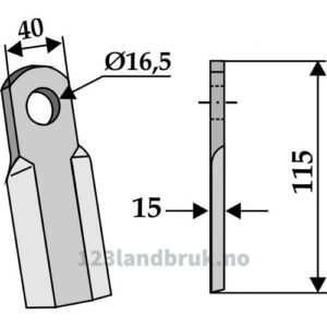Kniv / Slagstål - Rett - 115x40x15mm - Becchio & Mandrile