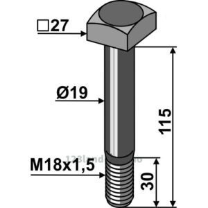 Bolt - Ø19 - M18x1,5x115mm - 10.9 - Berti