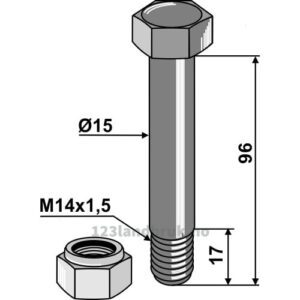 Bolt med Låsemutter - 10.9 - M14x1,5x96mm - Bomford