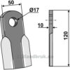 Kniv / Slagstål - Rett - 120x50x10mm - Celli