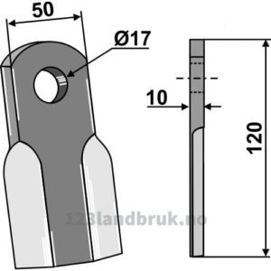 Kniv / Slagstål - Rett - 120x50x10mm - Celli