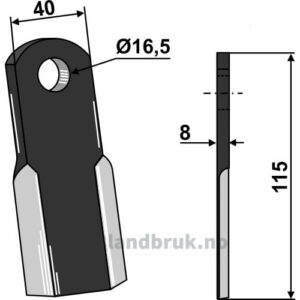 Kniv / Slagstål - Rett - 115x40x8mm - Agricom, Celli
