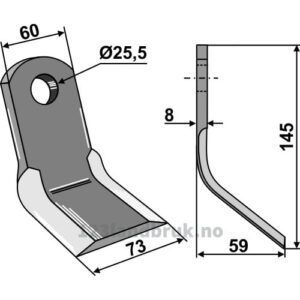 Y-Kniv - Gammel modell - 140x60mm - Agricom, Fendt, Ferri, Howard, Rinieri, Zampini