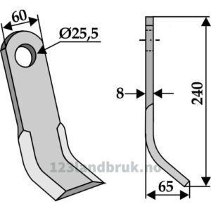 Y-Kniv - 240x60x8mm - Ferri