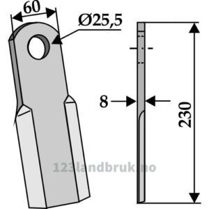 Kniv / Slagstål - Rett - 230x60x8mm - Agrimaster, Ferri