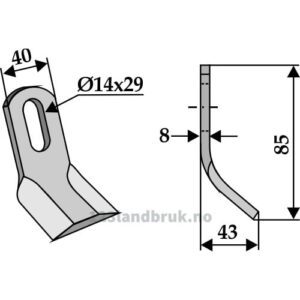Y-Kniv - 85x40x8mm - Agrimaster, Ferri, Howard, Zampini, Zanon