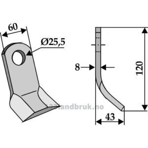 Y-Kniv - 120x60x8mm - Ferri