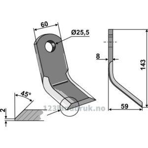 Y-Kniv - 143x60x8mm - Ferri