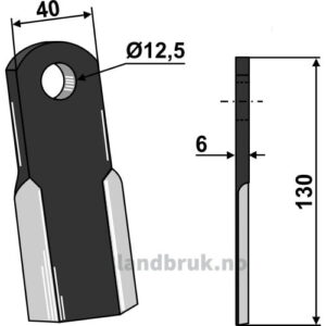Kniv / Slagstål - Rett - 130x40x6mm - Ferri