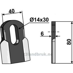 Kniv / Slagstål - Rett - 80x40x6mm - Ferri