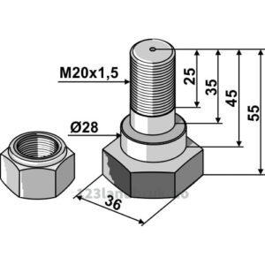 Knivbolt - 10.9 - M20x1,5x55mm - Fischer