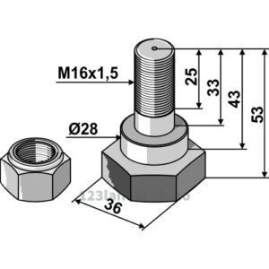 Knivbolt - 10.9 - M16x1,5x53mm - Fischer