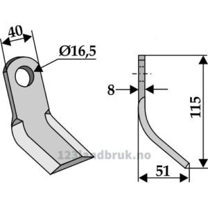 Y-Kniv - 115x40x8mm - Agricom, Celli, Falconero