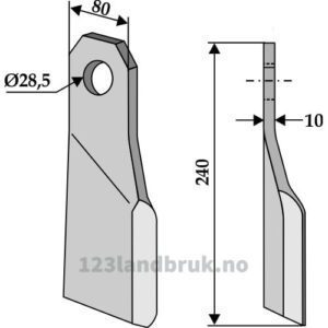 Slagstål - 240x80x10mm - Venstre - Gilbers