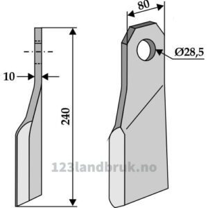 Slagstål - 240x80x10mm - Høyre - Gilbers