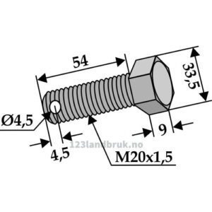 Bolt - 10.9 - M20x1,5x54mm - Gilbers