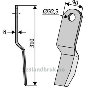 Slagstål  - 310x90x8mm - Howard
