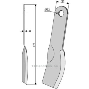 Slagstål  - 475x90x8mm - Howard