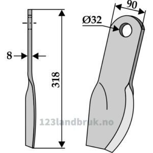 Slagstål  - 318x90x8mm - Howard