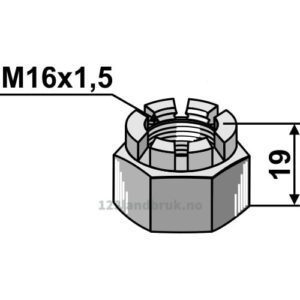 Kronemutter - M16x1,5mm - Humus