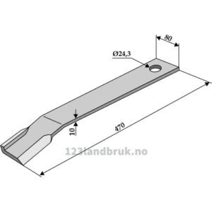 Slagstål  - 470x80x10mm - Venstre - Humus