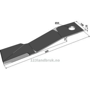 Slåmaskinkniv - 560x100x10mm - Venstre - Bomford, Mc Connel