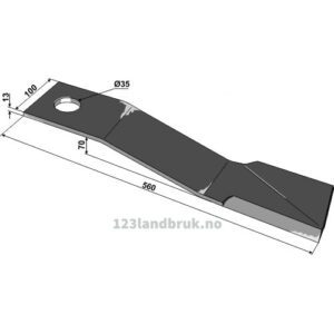Slåmaskinkniv - 560x100x12mm - Høyre - Bomford, Mc Connel