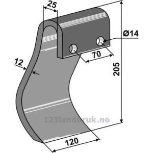Slagstål - 205x120x12mm - Dücker