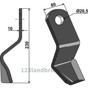 Slåmaskinkniv - 230x80x10mm - Venstre - Sauerburger