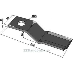Slåmaskinkniv - 290x80x10mm - Venstre - Seppi