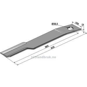 Slåmaskinkniv - 365x100x12mm - Høyre - Schulte