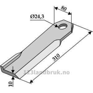 Slagstål - Gammel modell - 310x80x10mm - Venstre - Humus