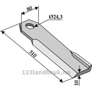 Slagstål - Gammel modell - 310x80x10mm - Høyre - Humus