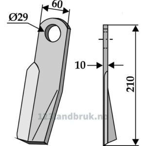 Slagstål - 210x60x10mm - Høyre - Fischer