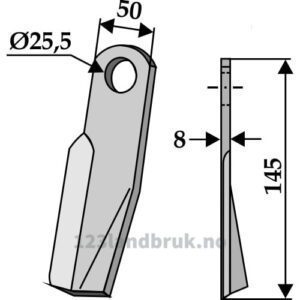 Slagstål - 145x50x8mm - Høyre - Fischer