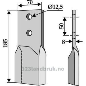 Kniv / Slagstål - Rett - 185x70x8mm - Kongskilde, van Lengerich