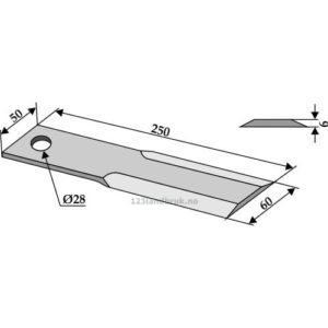 Halmsnitterkniv - 250x50x6mm - Dücker